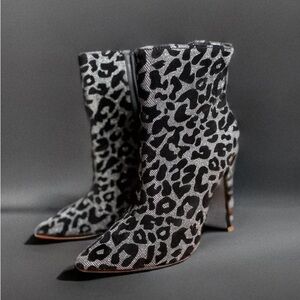 Express Leopard heeled boots size 7